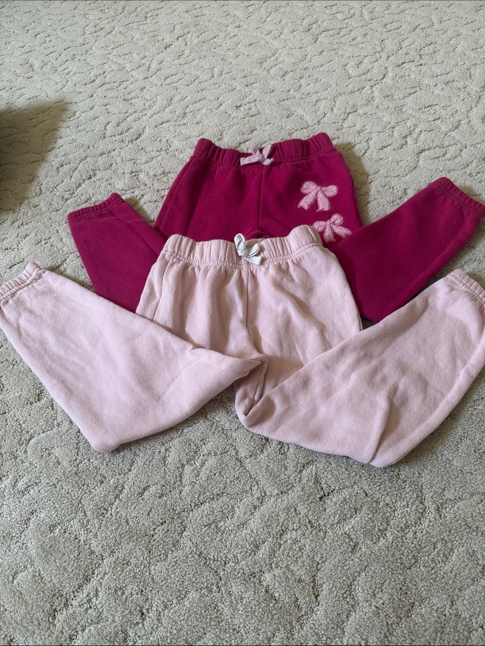 Little Lass Light Pink & Dark Fuchsia Bow Jogger Pants Set